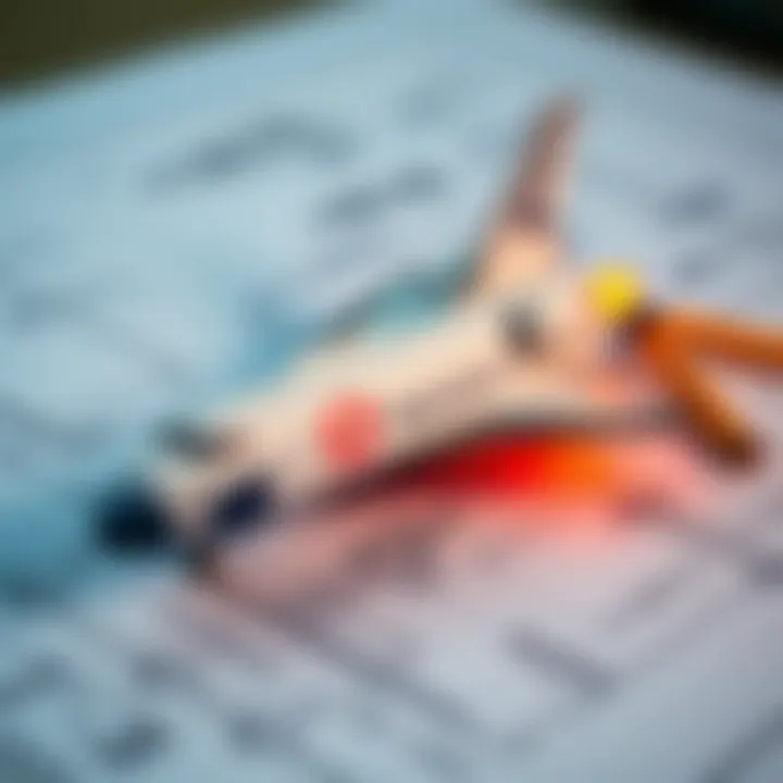 Blueprints and sketches of a model space shuttle