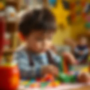Child engaging in bead threading activity