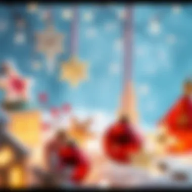 Ice-Themed Decorations Magical ice-themed decorations with snowflake motifs and glistening ornaments