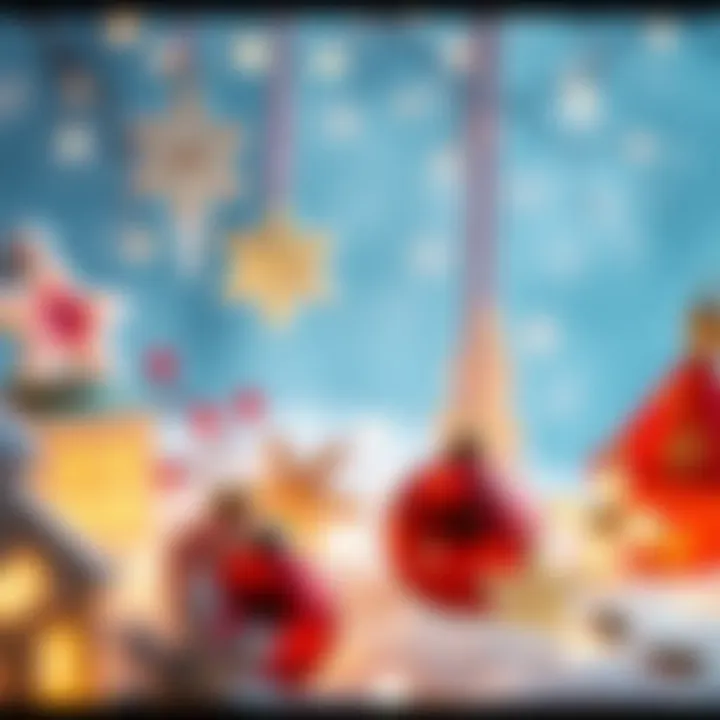 Ice-Themed Decorations Magical ice-themed decorations with snowflake motifs and glistening ornaments