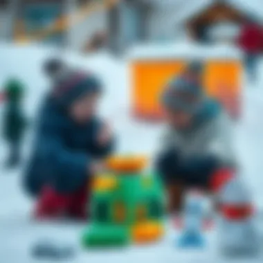 Children exploring ice toys in a playful environment