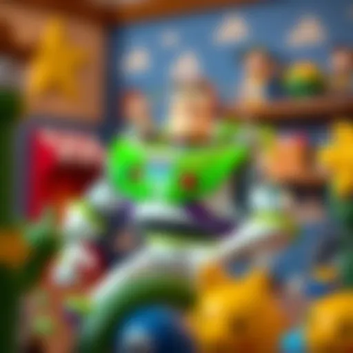 Buzz Lightyear character in a playful setting