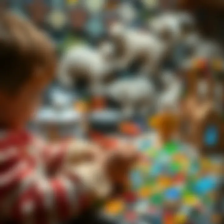 A child creating a mosaic artwork with glass pieces
