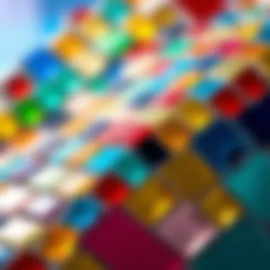 Colorful glass mosaic tiles arranged creatively