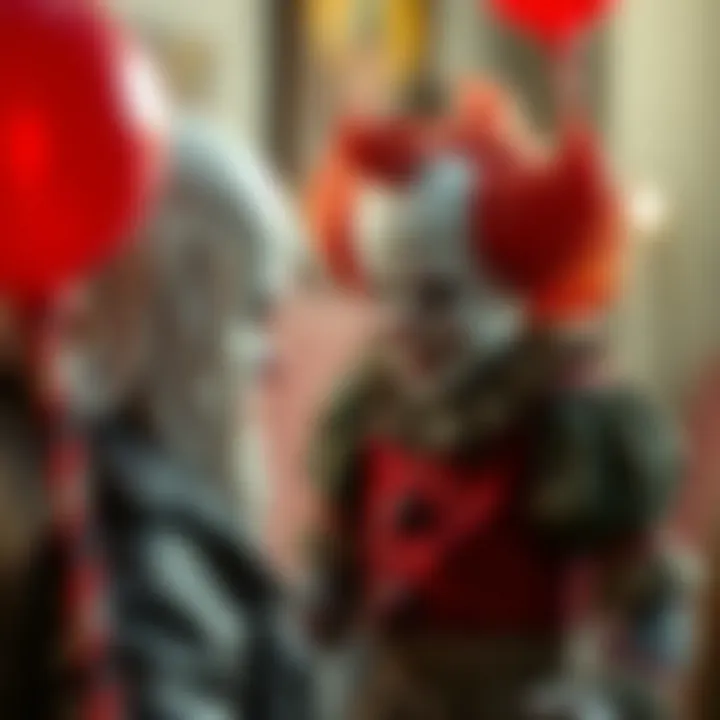 Child interacting with a Pennywise figure