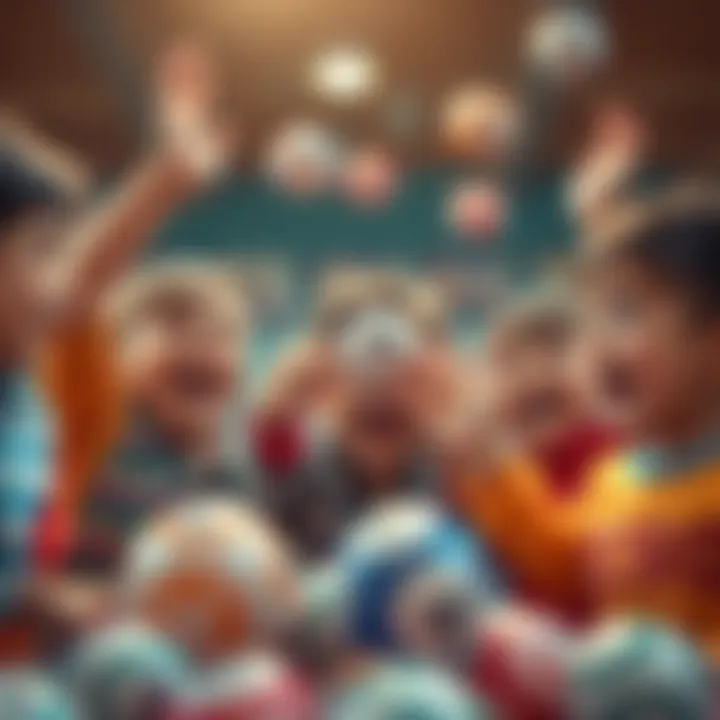 A group of children celebrating after winning a bingo round