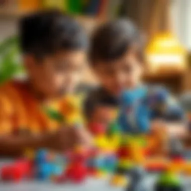 Children engaged in creative play with Mega Construx Pokémon blocks.