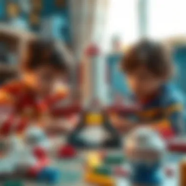 Children engaging in creative play with a space shuttle model