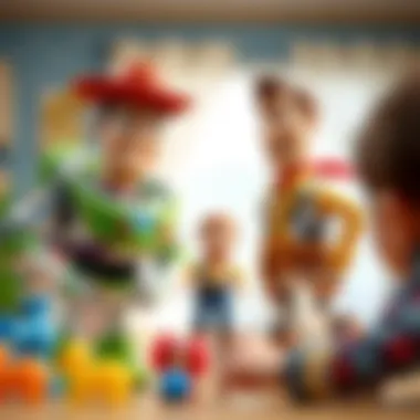 Children engaging with Buzz and Woody toys