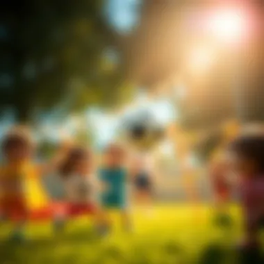 Children engaging with flying ball in playtime