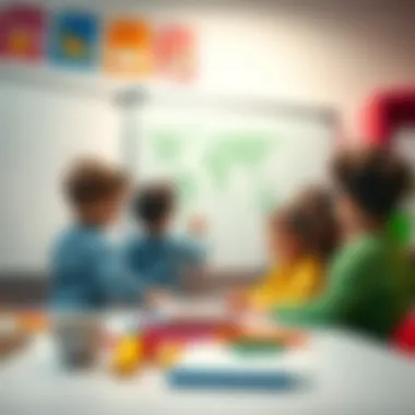 Collaborative Learning with Magnetic Whiteboard Group of children engaging with a magnetic whiteboard