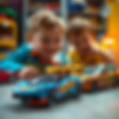 Children playing with Hot Wheels cars, enhancing creativity