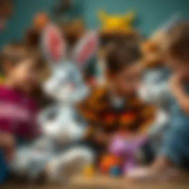 Imaginative Play with Bugs Bunny Children playing with Bugs Bunny plush toys