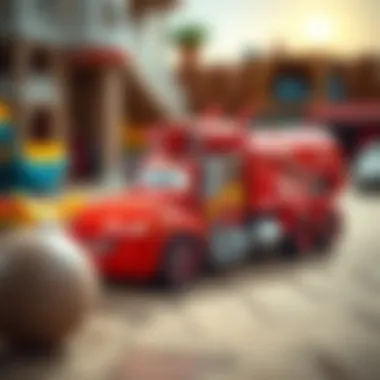 Children playing with Lightning McQueen's truck toy set