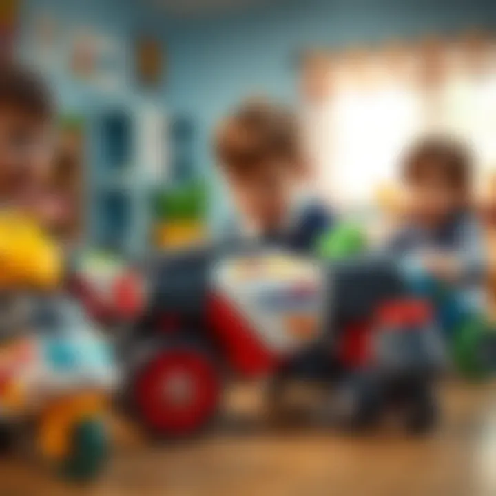 Interactive Playtime with Robocar Poli Children playing with Robocar Poli toys in a playful setting