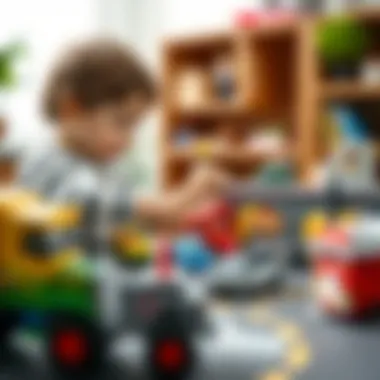 Interactive Playtime with Traffic Set Children playing with a traffic set toy