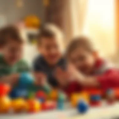 Children playing with Smasher toys, illustrating dynamic interaction and laughter.
