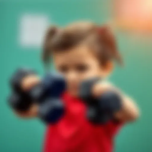 Child lifting dumbbells for strength training