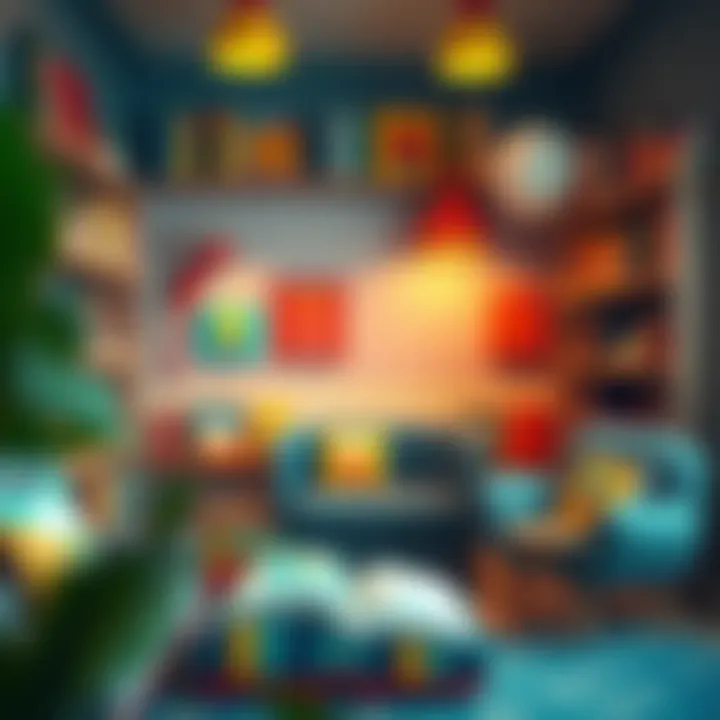 A cozy reading nook filled with a variety of children's books for different age groups.