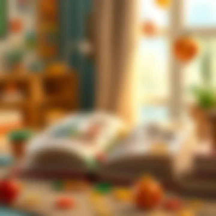 An open book with vibrant illustrations, showcasing the creativity of children's literature.