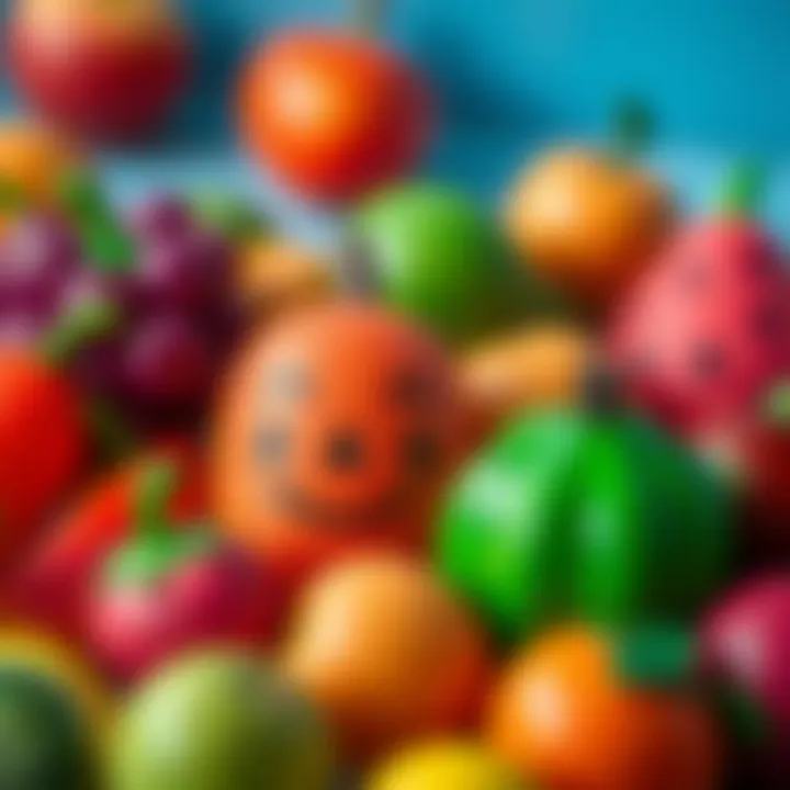 Developing Fine Motor Skills with Fruit Toys Close-up of assorted fruit toys highlighting fine motor skills