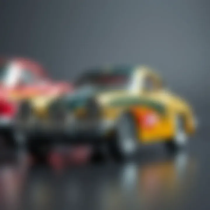 A close-up of a well-crafted metal car toy showcasing details