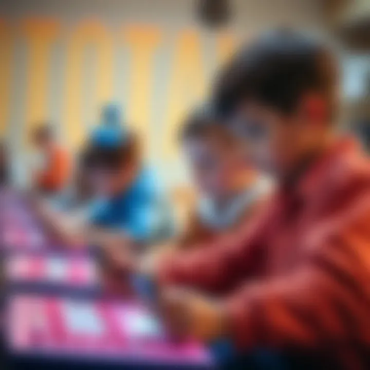 Children engaging with coding games