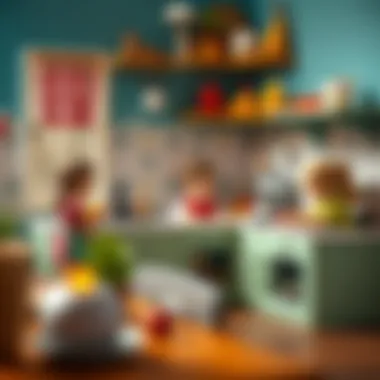 A group of children enjoying a collaborative play session in a play kitchen