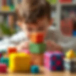 Colorful cubes crafted by children, showcasing creativity