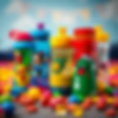 Colorful water bottles designed for children