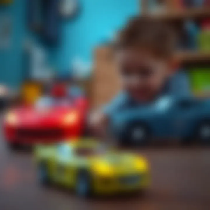 Child engaged in imaginative play with a toy car