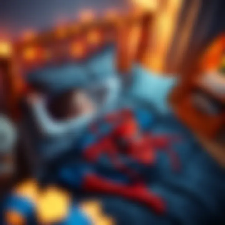 Child enjoying a cozy sleep with Spider-Man bedspread