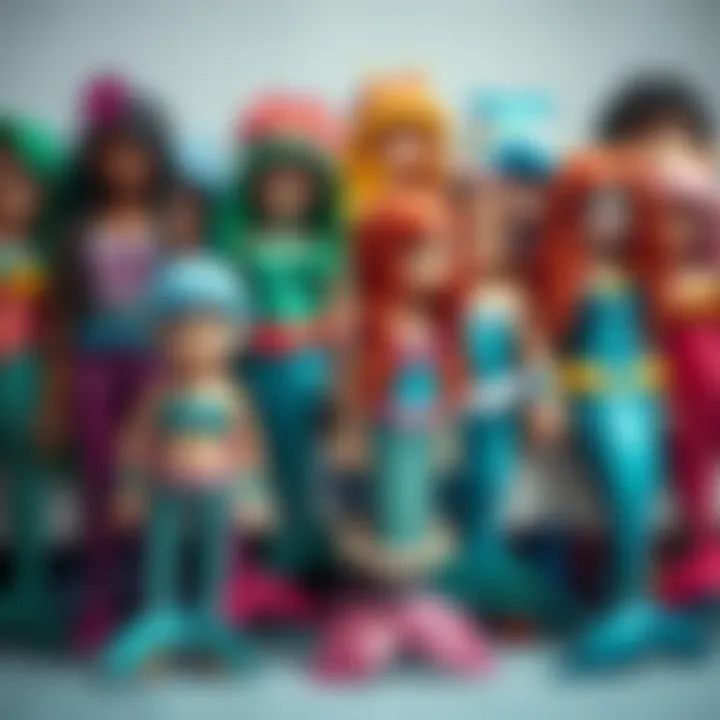 Group of children dressed in various mermaid-themed costumes