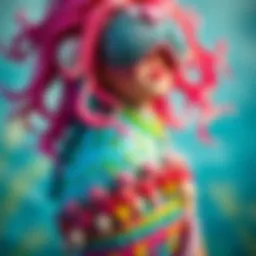 Colorful mermaid costume with sequins and shells