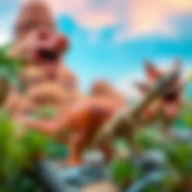 An engaging depiction of dinosaurs coexisting in various prehistoric ecosystems.