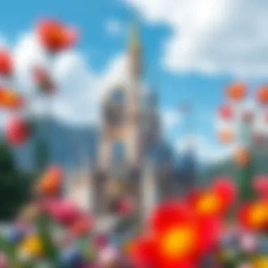 A whimsical artistic interpretation of the castle in a fantasy landscape