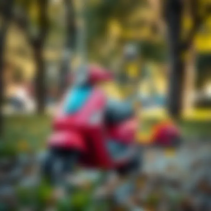 Colorful Disney scooter parked in a park