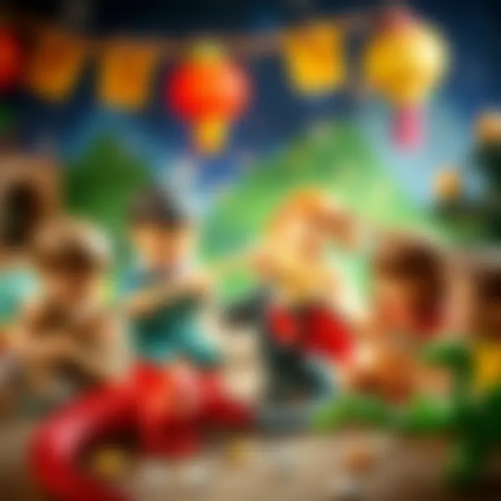 Imaginative Play with Dragon Figures Children playing with dragon figures, showcasing imaginative play.