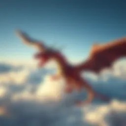 A majestic dragon soaring through the clouds, symbolizing myth and legend.