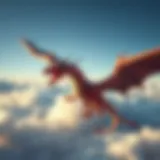 The Majestic Dragon in Mythology A majestic dragon soaring through the clouds, symbolizing myth and legend.