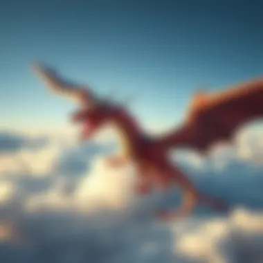 The Majestic Dragon in Mythology A majestic dragon soaring through the clouds, symbolizing myth and legend.