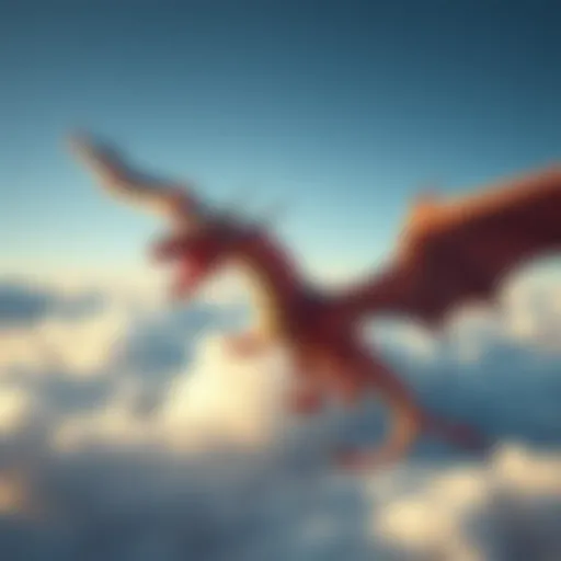 The Majestic Dragon in Mythology A majestic dragon soaring through the clouds, symbolizing myth and legend.