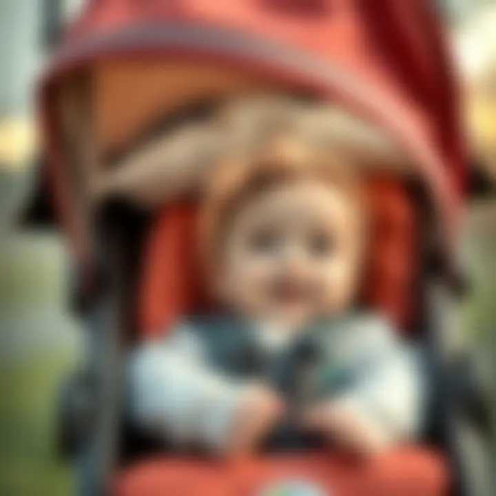 Comfortable baby sitting in a stroller