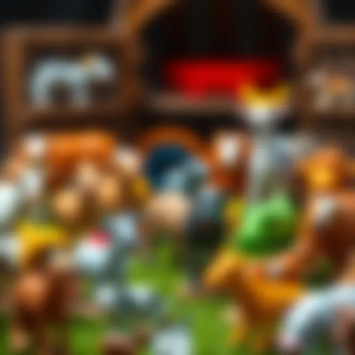 A collection of farm animals as educational toys