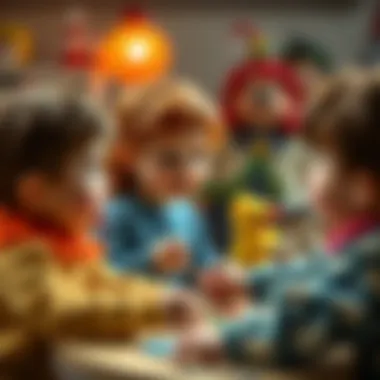Children engaged in puppet play, fostering imagination