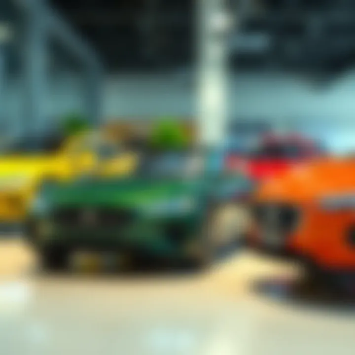 Exploring the Latest Electric Car Models A comparison of electric car models in a showroom