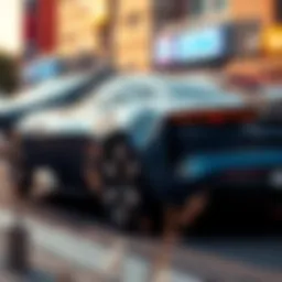 A sleek electric car parked in an urban setting