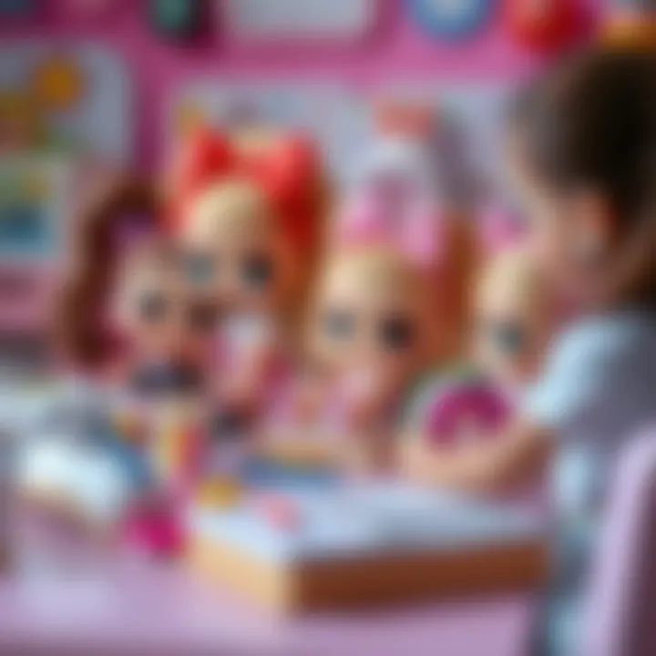 Educational Setup with LOL Dolls An educational setup featuring LOL dolls for creative learning