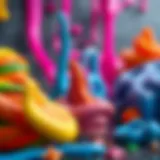 Colorful slime in various shapes