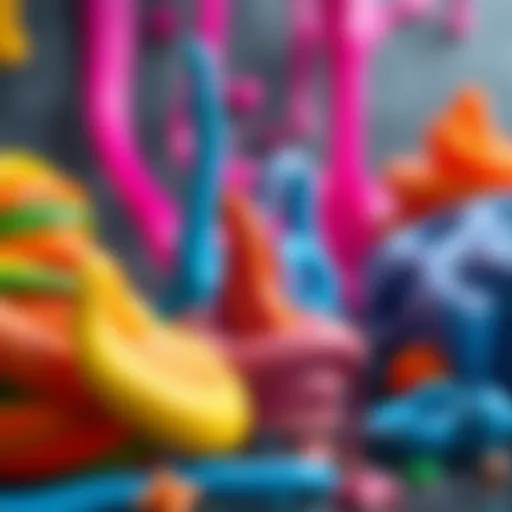 Colorful slime in various shapes